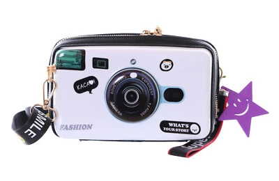 LB-6007-1 Weiß Foto-Kamera Optik Lack Retro Party Hand Mini Tasche Harajuku - Bild 1 von 4