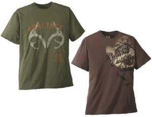 New 2 REALTREE XL OUTFITTERS Logo T-Shirts RETRO AMMO & CREST 100% Cotton - Picture 1 of 1