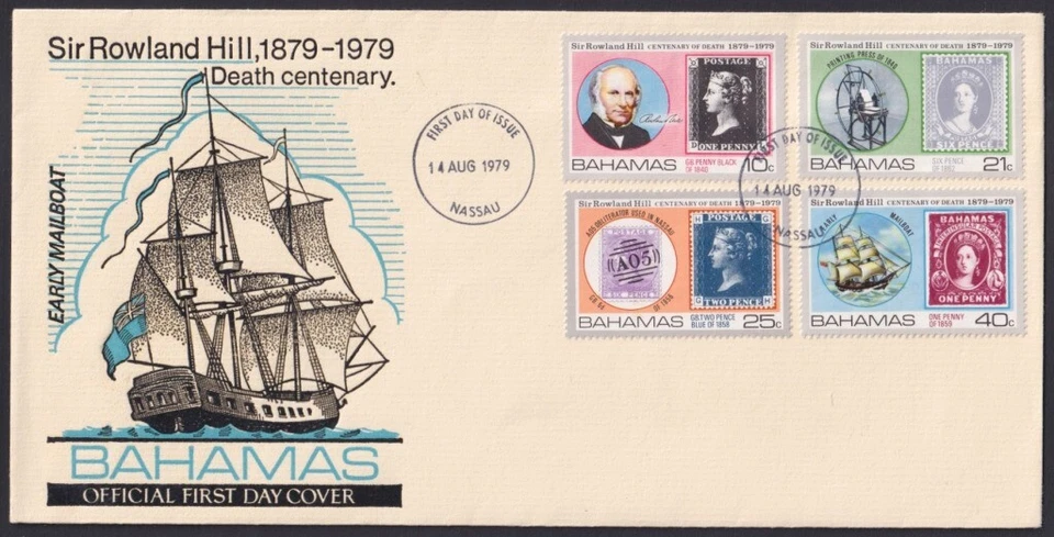 F-EX54157 BAHAMAS 1979 FDC CENT OF DEATH ROWLAND HILL. - Image 1 of 1