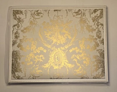 2010 Caspari Desk Guest Book Romantic Toile Gold Accents Double-Sided Pages  - Image 1 of 4