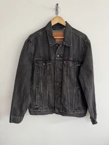 Levi’s Denim Trucker Jean Jacket Washed Black Large - Picture 1 of 13