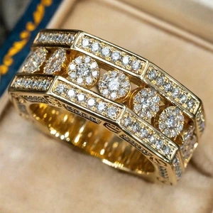 Gorgeous Cubic Zirconia Wedding Jewelry Women Yellow Gold Plated Rings Size 6-10 - Picture 1 of 8