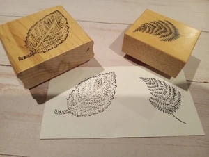 Leaves Leaf Fern Stamps Wood Mounted Stamp Card Making - Picture 1 of 1