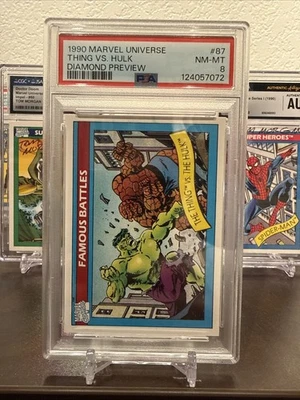 1990 Marvel Universe Diamond Preview Thing Vs Hulk PSA 8 - Image 1 of 2