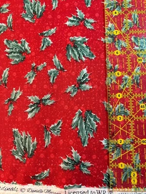 Tela de algodón de Navidad Wilmington Country Cardinals acebo elección de talla Foto 1 de 4