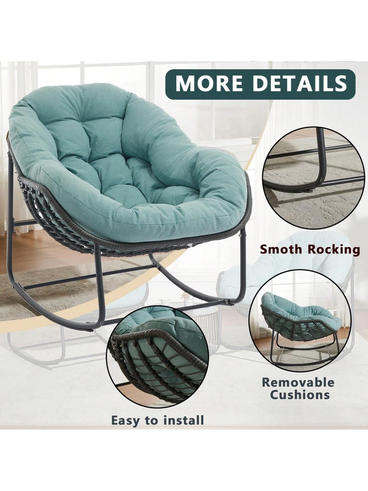 Mecedora huevo ratán de gran tamaño con cojín Papasan interior exterior Foto 1 de 4