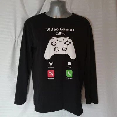 Camiseta de manga larga negra para niños Videojuegos Llamando Camiseta Controlador XXL 16 Foto 1 de 4