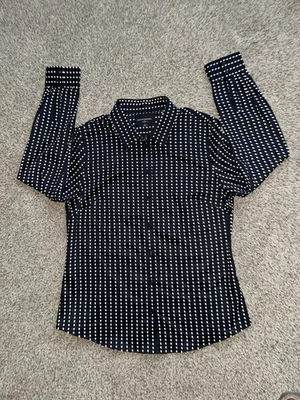 BANANA REPUBLIC Tailored Fit Womens Cotton Career Shirt Sz 12 Black/White NWOT - Image 1 of 4