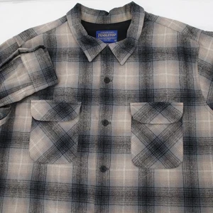 VTG Pendleton Fitted Board Shirt Mens XL Loop collar Plaid Wool flap pockets - Picture 1 of 12