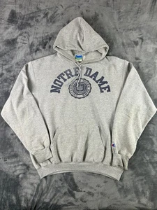 Champion Notre Dame Hoodie Mens L Gray Pullover Sweatshirt College Logo Eco - Picture 1 of 7