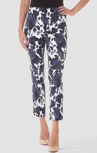 Joseph Ribkoff Slim Fit Blue Floral Print Crop Pants Size 8 EUC!! - Picture 1 of 5
