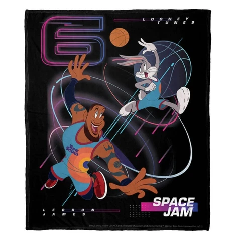 NBA Space Jam 2  Alley Oops Silk Touch Throw Blanket LeBron James Bugs Bunny Cover