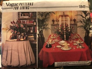 Vogue Pattern 1845 HOME DECOR TABLECLOTHS NAPKINS TABLE SKIRT TABLE COVER VTG - Picture 1 of 2