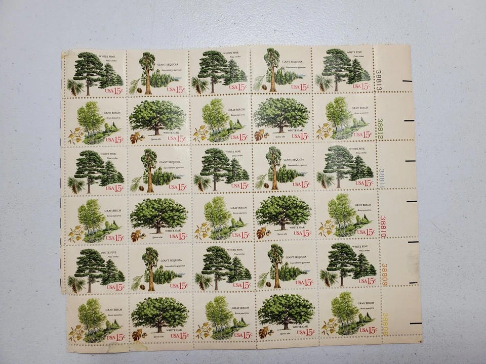 Vintage Issued 1978 American Trees  15 Cent Stamp Sheet - Image 1 of 4