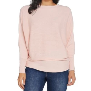 Belle by Kim Gravel Womens Small Bateau Neck Dolman Sleeve Ribbed Sweater Blush - Picture 1 of 10