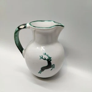 Gmundner Keramik Green Stag Deer Made in Austria Vintage Reindeer Pitcher RARE - Picture 1 of 20