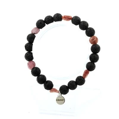 Steine Und Mineralien. Rubinarmband Aus Brasilien + 8 Mm Lavaperlen. Hergestellt - Bild 1 von 4