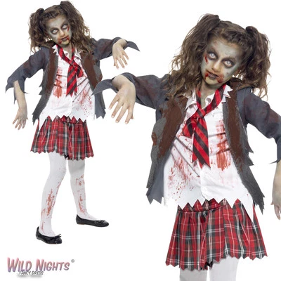 Halloween Girls Zombie Schollgirl Costume - Image 1 of 2