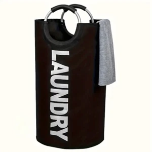 NWT Gorgeous Black 25.1ga Large Collapsible Fabric Laundry Hamper Padded Handles - Picture 1 of 16