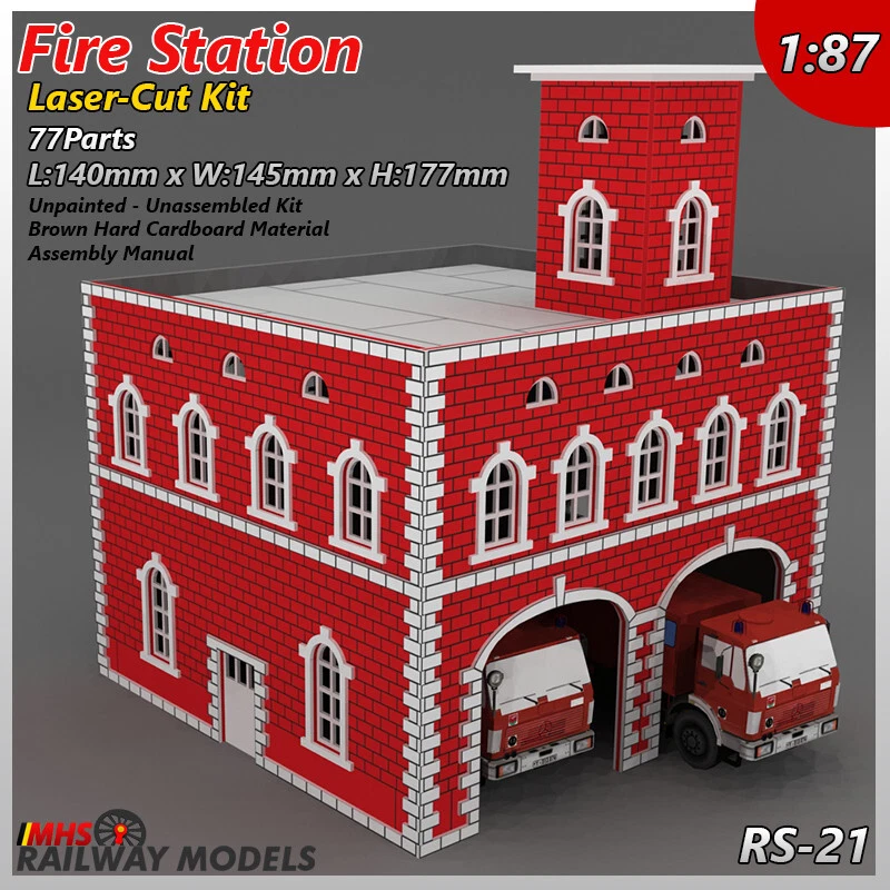 Набор для лазерной резки здания пожарной станции в масштабе Ho - Изображение 1 из 1