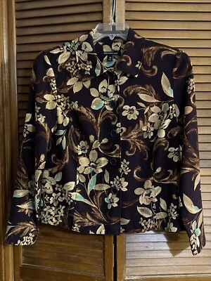 Chaqueta Briggs para mujer talla M - marrón floral - botón - nueva sin etiquetas Foto 1 de 4
