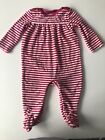 Ralph Lauren Baby Girls Velour Pink Stripped Babygrow Playsuit Sleepsuit 6M