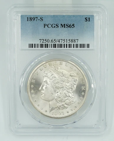 1897-S PCGS MS65 Morgan Silver Dollar Incredible Luster Cover