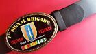 Vietnam Veteran -1St Signal Brigade- Epoxy Belt Buckle & Blk Bonded Leather Belt
