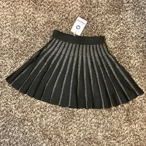 Mayoral Pretty Girls Black Silver Pleated Elastic Skirt Size 8 NWT - Picture 1 of 4