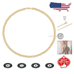 Elegant 14K Gold Anklet - Hypoallergenic 10Inch Mariner Chain Gift Box Included - Picture 1 of 7