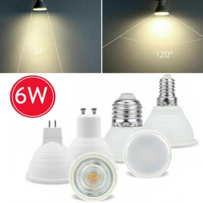 LED Bulbs E27 E14 MR16 GU10 6W Lamps Spot Light Condenser Diffusion White RLM - Image 1 of 4