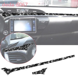 Forged Carbon Center Console Dashboard Panel Cover For T@yota Hilux Revo 2015-21 - Picture 1 of 11