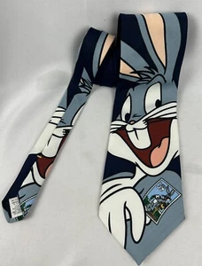 BUGS BUNNY Krawatte Herren Looney Tunes Briefmarkensammlung 1997 Made In USA Vintage - Bild 1 von 5