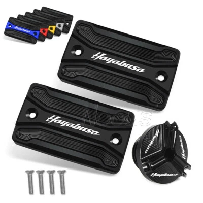 Cubierta de líquido de frenos delantero CNC para SUZUKI HAYABUSA GSX1300R y cubierta de puerto de llenado de aceite Foto 1 de 4