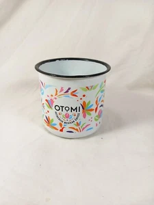 Taza de campamento auténtica de café mexicano esmaltado pequeño otomí - Imagen 1 de 8