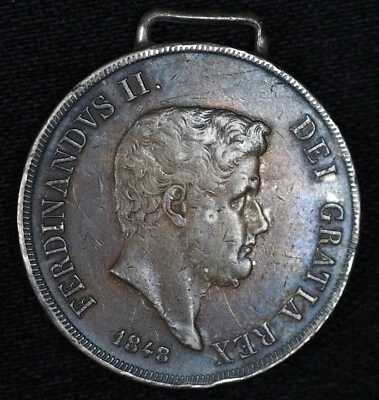 1848 Italy 120 Grana Silver Crown, Toned with Bail - Image 1 of 2