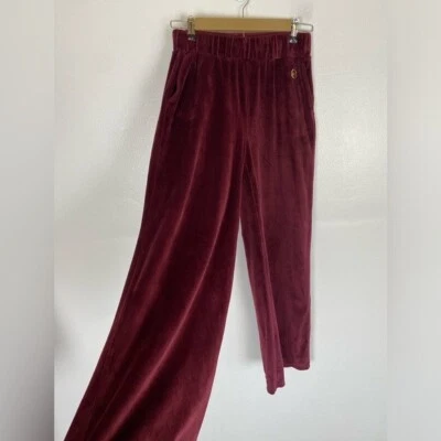 Michael Kors Women's Wide Leg Velour Pants Size S Color Burgundy Pull On Pockets - Image 1 of 4