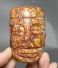 65Cm China Hongshan Culture Old Jade Carve Beast Face Head Amulet Pendant