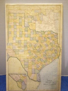 1886 Map Of Texas Oklahoma And Indian Territory - Picture 1 of 9