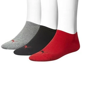Pack de 3 calcetines deportivos unisex PUMA Invisible rojo gris negro - Imagen 1 de 2