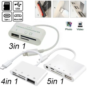 Adaptador lector de tarjetas de memoria SD TF cámara USB 5 en 1/4 en 1 para iPhone iPad IOS - Imagen 1 de 15