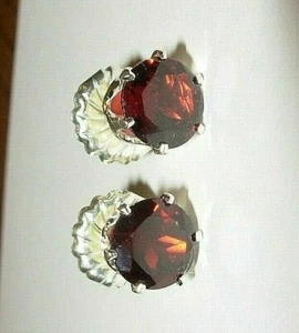 GARNET EARRINGS RICH RED BIG 8MM EARTH-MINED GEMS! WITH EXTRA BIG BACKS USA MADE - Picture 1 of 7