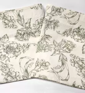 Juego 2 Cenefas de Ventana Estilo Waverly 100% Algodón Verde Marfil Floral 84" X 14" - Imagen 1 de 12