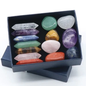 14Pc/set Reiki Healing Crystals Kit w/ Gift Box Natural Crystal Quartz - Picture 1 of 8