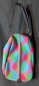 Bolso vintage de lona y vinilo a cuadros brillantes con cremallera de almacenamiento de viaje - Imagen 1 de 6