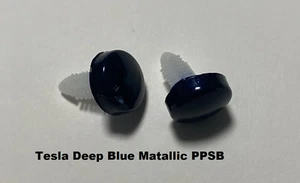 Tesla Model S, 3, X, Y Front Bumper License Plate Hole Cover Plugs, Deep Blue - Picture 1 of 3
