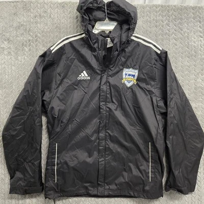 Seattle United Jacket Mens Large Black White Stripe Windbreaker Soccer Adidas - Image 1 of 4