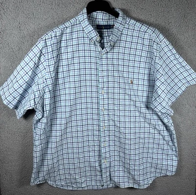 Ralph Lauren Shirt Mens 3XB Check Oxford Button Down Short Sleeve Flesh Pony - Image 1 of 4