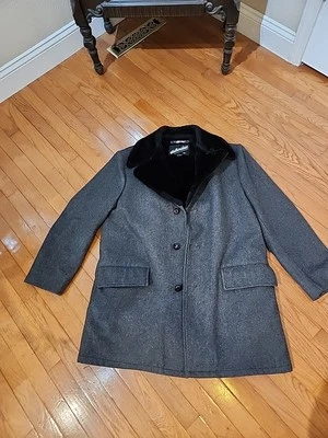 Vintage Charcoal Wool And Fur Windbreaker By Van Heusen Size 42 - Image 1 of 4