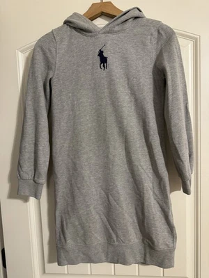 Polo Ralph Lauren Fleece Hoodie Dress Girls XL(16) Gray Big Pony Long Sleeve  - Image 1 of 4